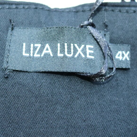 NEW Liza Luxe Black Gusseted Elastic Sides Pull On Stretch Ankle Pants Sz 4X - Picture 6 of 8